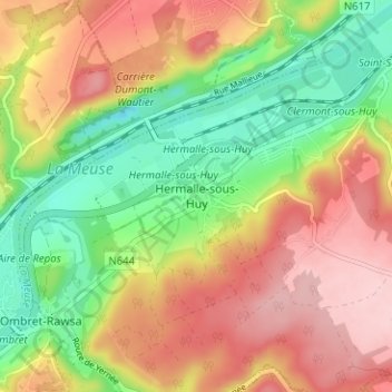 Hermalle-sous-Huy topographic map, elevation, terrain