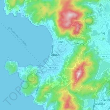 Pa Tong topographic map, elevation, terrain