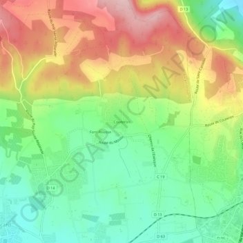 Couteron topographic map, elevation, terrain