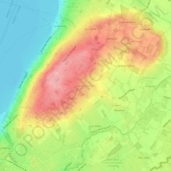 Vandœuvres topographic map, elevation, terrain