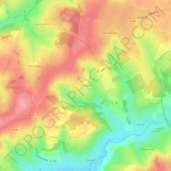Thoreille topographic map, elevation, terrain