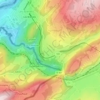 Le Bas-des-Frêtes topographic map, elevation, terrain