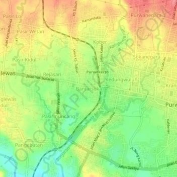 Bantarsoka topographic map, elevation, terrain