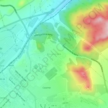 Bouzourane topographic map, elevation, terrain
