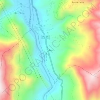 Tishtec topographic map, elevation, terrain