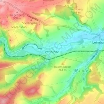 Vatterode topographic map, elevation, terrain