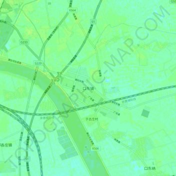 口东镇 topographic map, elevation, terrain