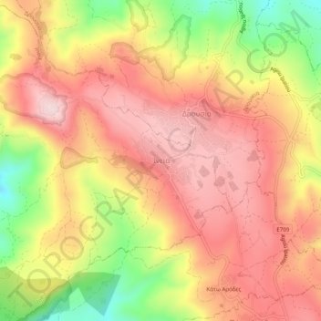 Ineia topographic map, elevation, terrain