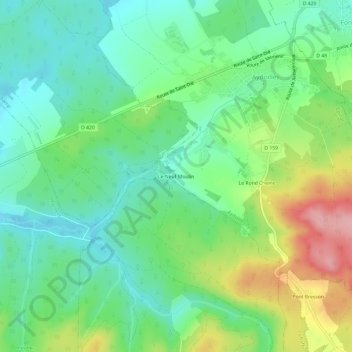 Le Neuf Moulin topographic map, elevation, terrain