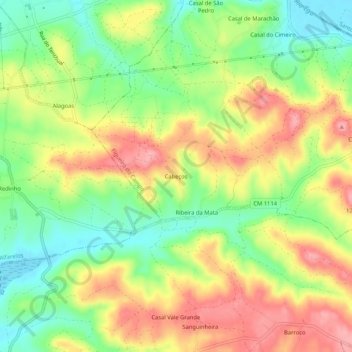 Cabeços topographic map, elevation, terrain