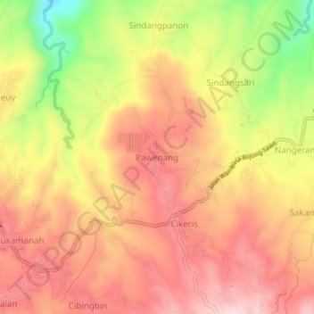 Pawenang topographic map, elevation, terrain