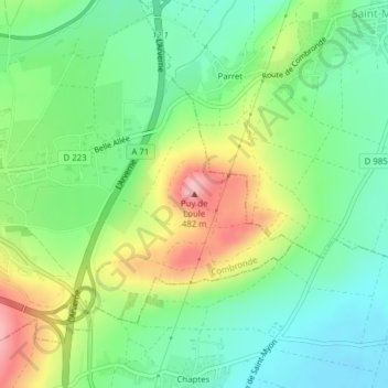 Puy de Loule topographic map, elevation, terrain