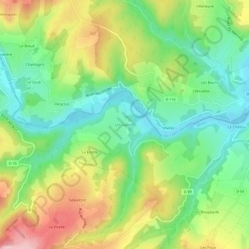 Les Gabots topographic map, elevation, terrain