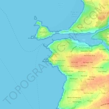 Kernaod topographic map, elevation, terrain