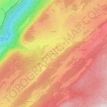 Les Combes topographic map, elevation, terrain