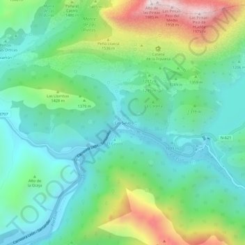 Las Salas topographic map, elevation, terrain