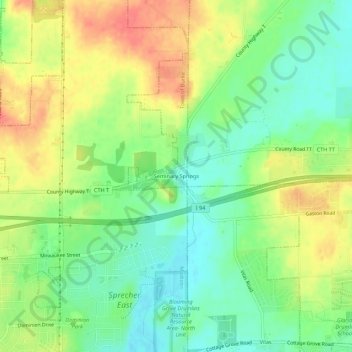 Seminary Springs topographic map, elevation, terrain