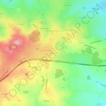 Les Noix topographic map, elevation, terrain