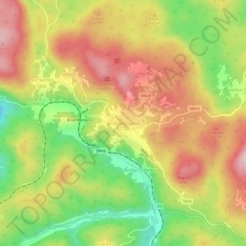 Brod Moravice topographic map, elevation, terrain