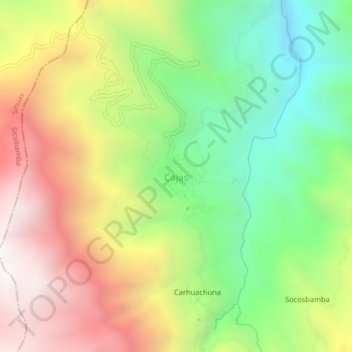 Cajas topographic map, elevation, terrain