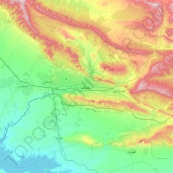 Duhok topographic map, elevation, terrain