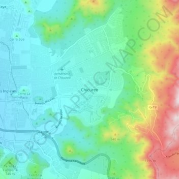 Chicureo topographic map, elevation, terrain