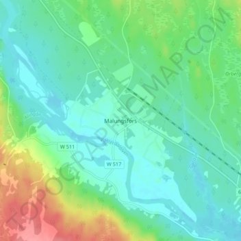 Malungsfors topographic map, elevation, terrain