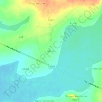 Abuki topographic map, elevation, terrain