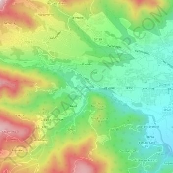 Pontepietra topographic map, elevation, terrain