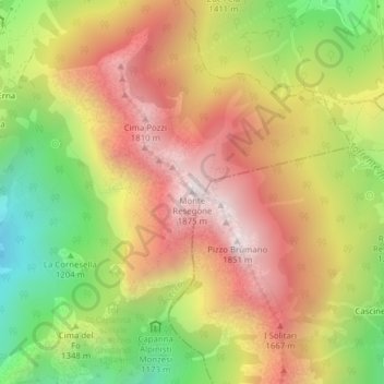 Monte Resegone topographic map, elevation, terrain