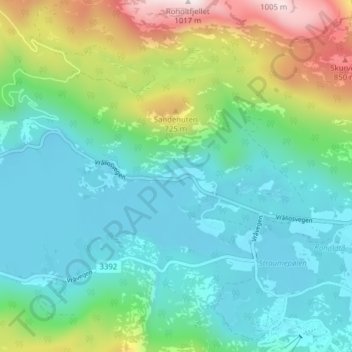 Vrådal topographic map, elevation, terrain