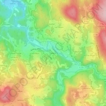 Magnac topographic map, elevation, terrain
