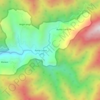Karuaja topographic map, elevation, terrain