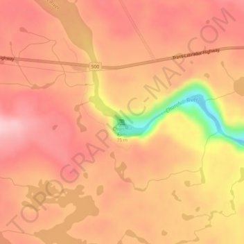 Churchill Falls topographic map, elevation, terrain