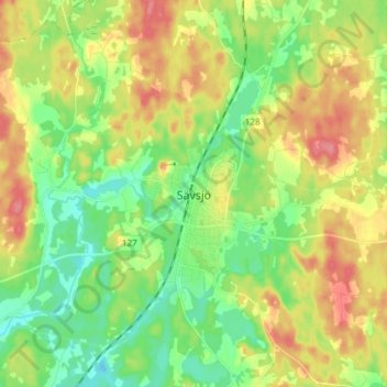Sävsjö topographic map, elevation, terrain