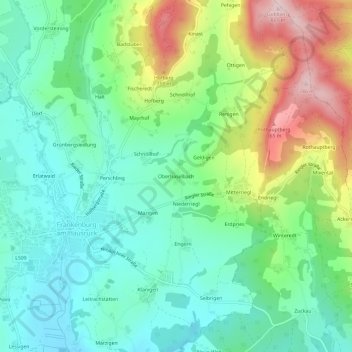 Oberhaselbach topographic map, elevation, terrain