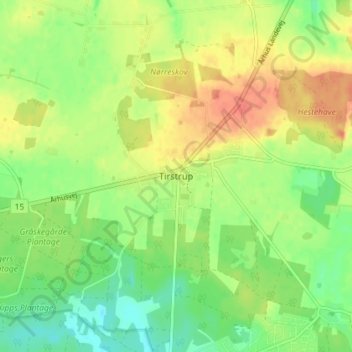 Tirstrup topographic map, elevation, terrain