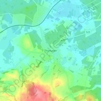 Thorsager topographic map, elevation, terrain