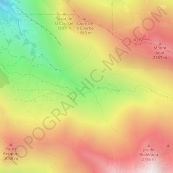 Buderaous topographic map, elevation, terrain
