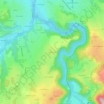 Le Monteil topographic map, elevation, terrain