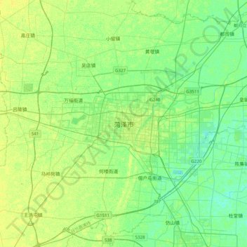 菏泽市 topographic map, elevation, terrain