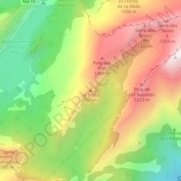 sa Trona topographic map, elevation, terrain