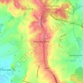 Astwood Bank topographic map, elevation, terrain