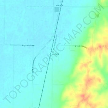 Greenfield topographic map, elevation, terrain