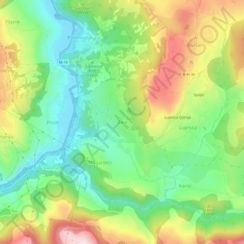 Bare topographic map, elevation, terrain