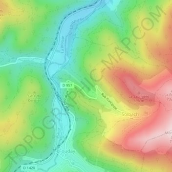 Journée topographic map, elevation, terrain
