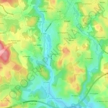 Mamegout topographic map, elevation, terrain