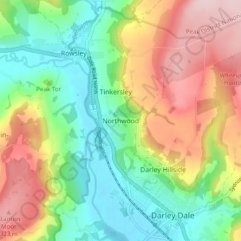 Northwood topographic map, elevation, terrain