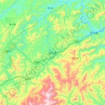 Taijiang topographic map, elevation, terrain