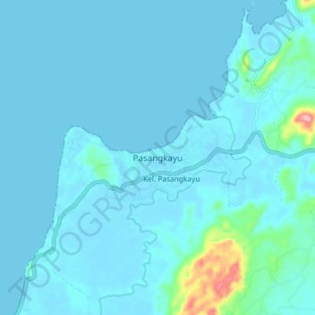 Pasangkayu topographic map, elevation, terrain